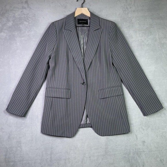 Banana Republic Jackets & Blazers - Banana Republic Factory Blazer‎ Womens 8 Gray Pinstripe Sculpted Suit Jacket